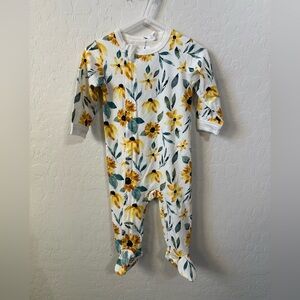Coccoli Sunflower Print Footie - Yellow and Green